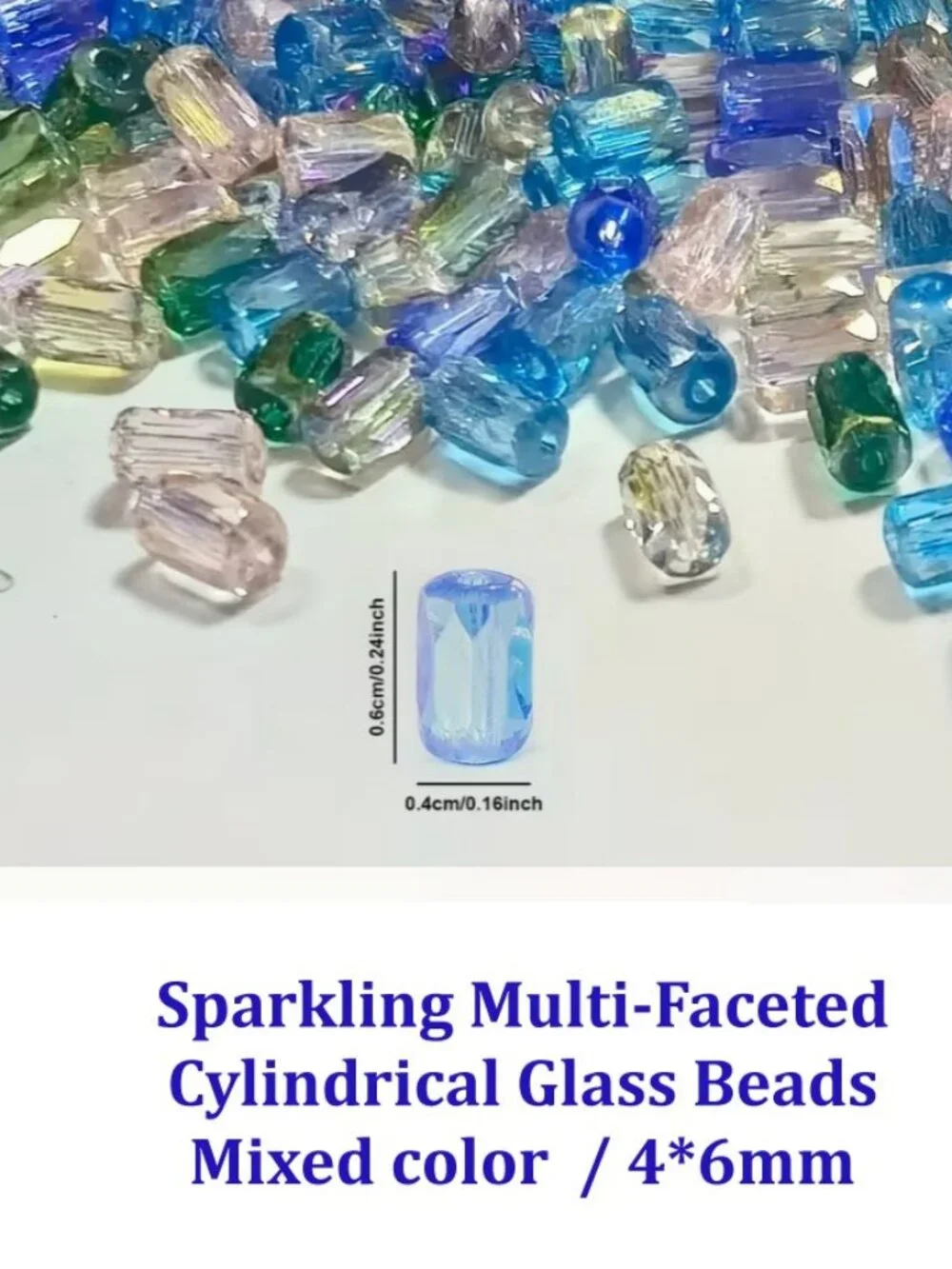 Sparkling Multi-Faceted  Cylindrical Glass Beads Mixed Color / 4*6mm  40 Beads